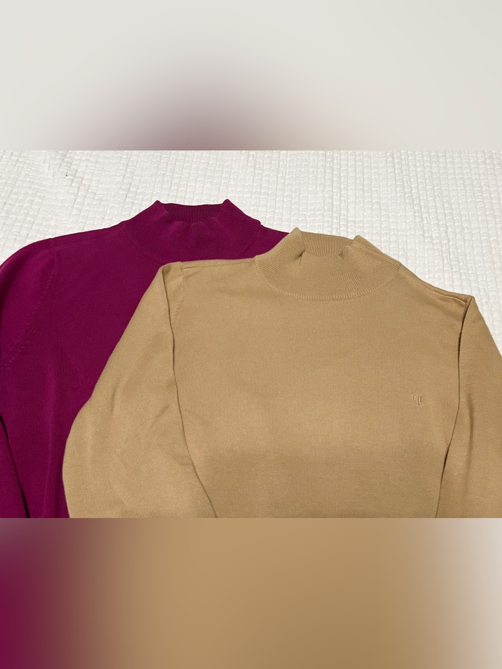Lauren Ralph Lauren Berry Magenta Mock Neck Sweater Women’s L 100% Cotton